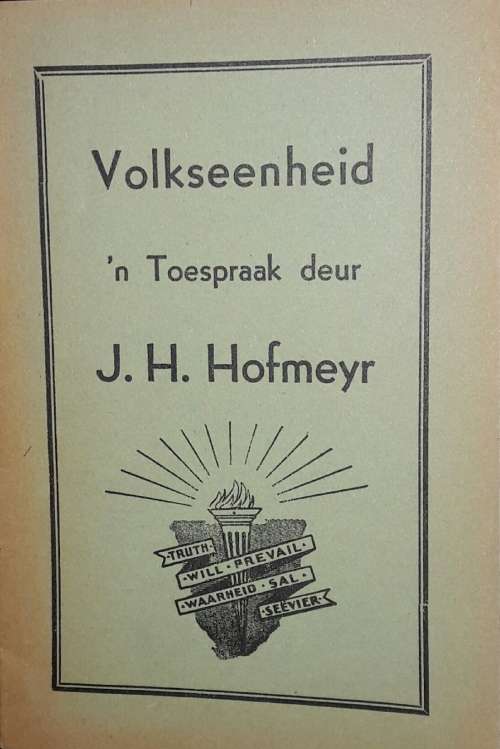 National Unity - An Address By J H Hofmeyer