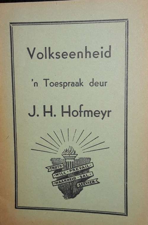 National Unity - An Address By J H Hofmeyer