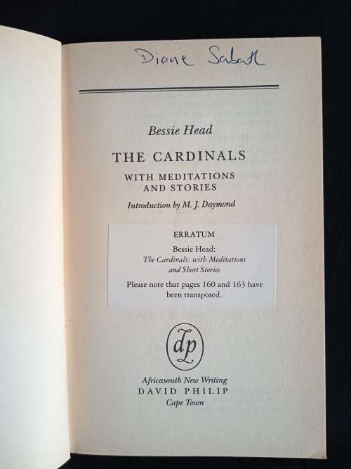 Bessie Head - The Cardinals with Meditations & Stories - Edited with an introduction by M.J. Daymond