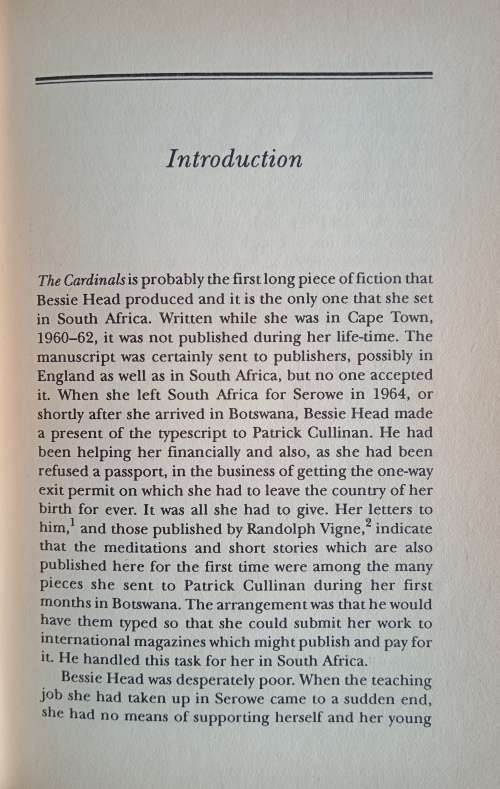 Bessie Head - The Cardinals with Meditations & Stories - Edited with an introduction by M.J. Daymond