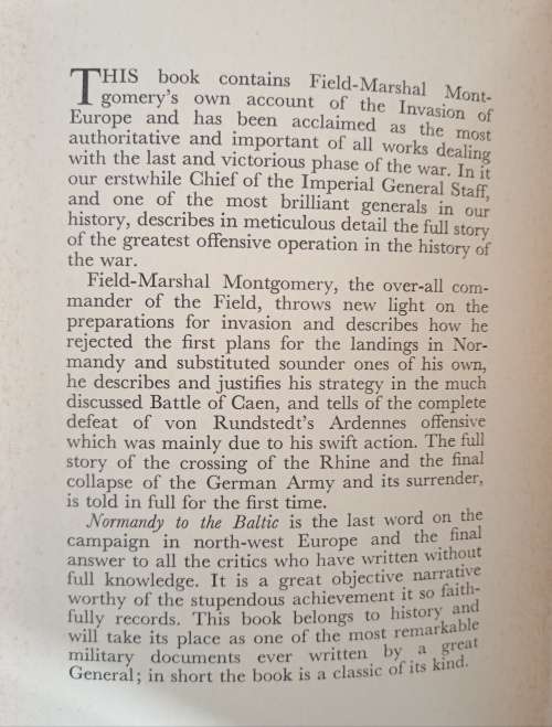Normandy to The Baltic by Field-Marshall Montgomery