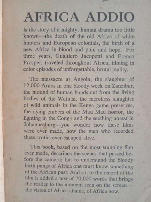 Africa Addio - Text by John Cohen, Film by Gualtiero Jacopetti & Franco Prosperi