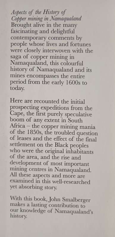 A History of Copper mining in Namaqualand by John M Smalberger