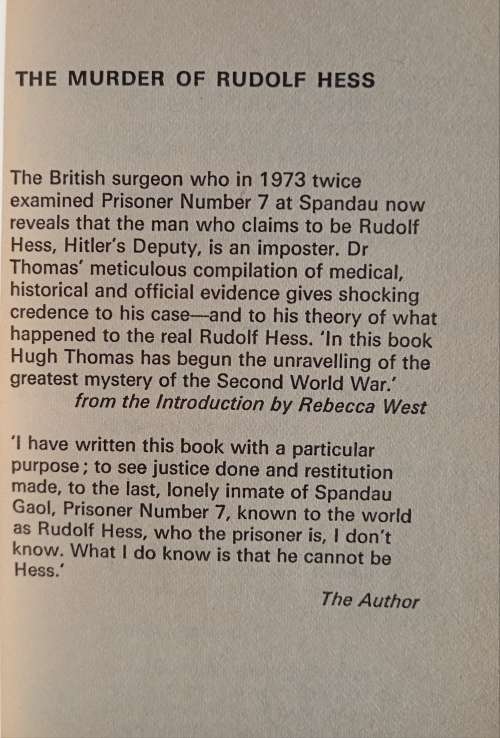 The Murder of Rudolf Hess by Hugh Thomas