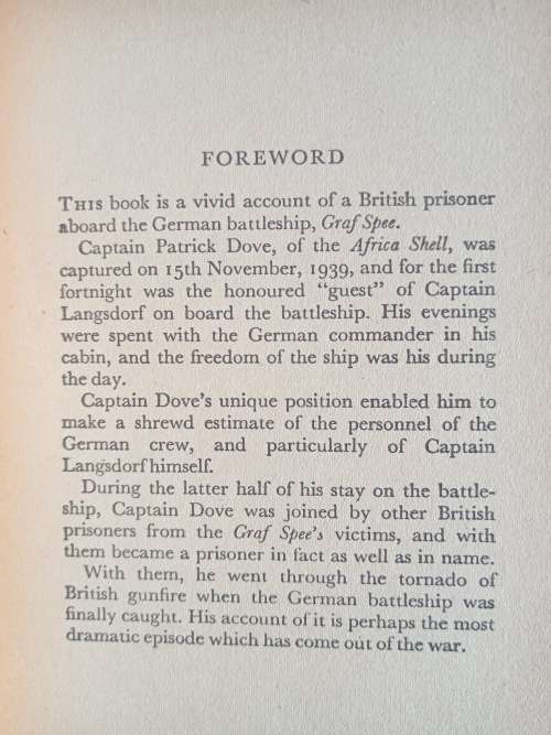 I Was Graf Spee`s Prisoner by Captain Patrick Dove