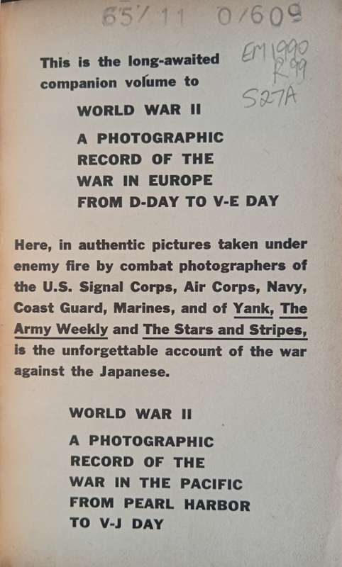 WWII A Photographic Record of the War in The Pacific from Pear Habor to V-J Day by Ralph G. Martin
