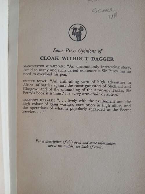 Cloak Without Dagger by Sir Percy Sillitoe