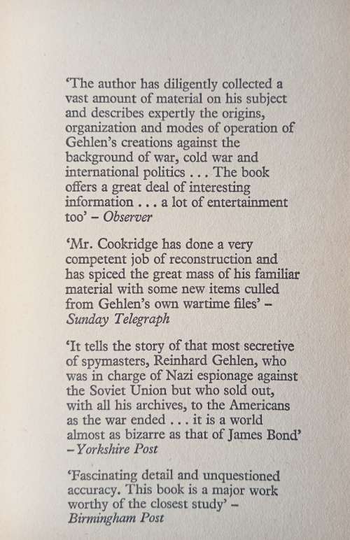 Gehlen Spy of the Century by E. H. Cookridge