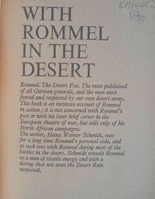 With Rommel in the Desert by Heinz Werner Schmidt(His personal aide)
