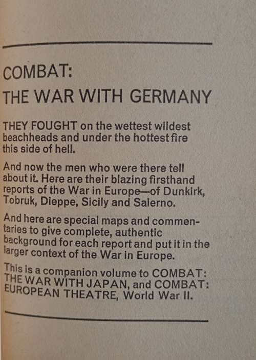 Combat The War with Germany - Edited by Don Congdon