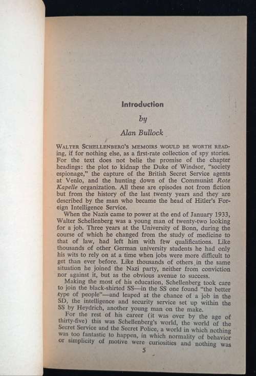 Hitler`s Secret Service by Walter Schellenberg(His spy chief)