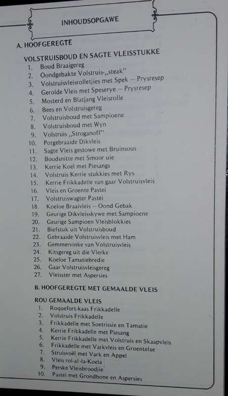 Geurige Volstruis-Vleisgeregte