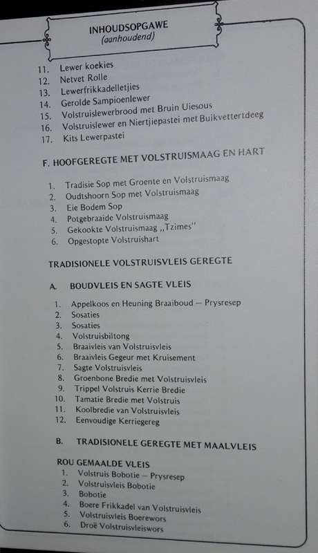 Geurige Volstruis-Vleisgeregte