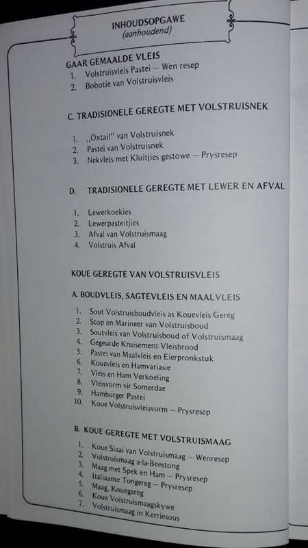 Geurige Volstruis-Vleisgeregte