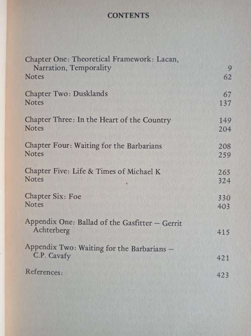 The Novels of J Coetzee by Teresa Dovey