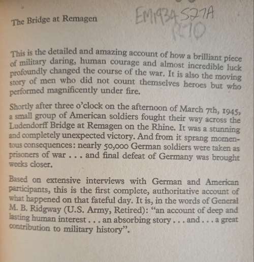 The Bridge at Remagen by Ken Hechler