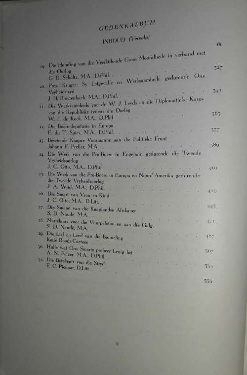 Gedenkalbum Van Die Tweede Vryheidsoorlog - J H Breytenbach M A.AD.PHIL.