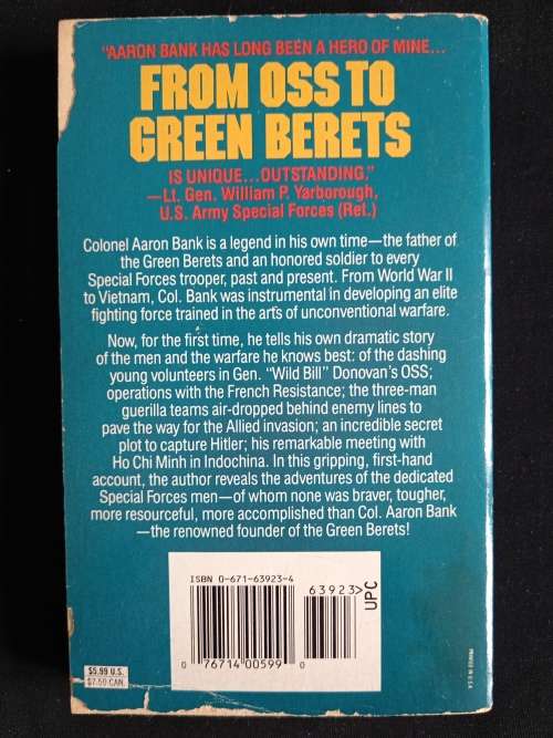 From OSS to Green Berets by Col. Aaron Bank, USA (Retd.)