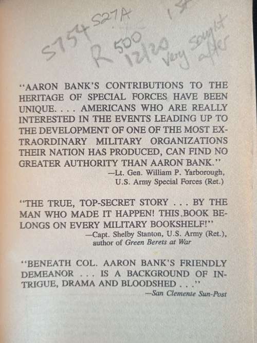 From OSS to Green Berets by Col. Aaron Bank, USA (Retd.)