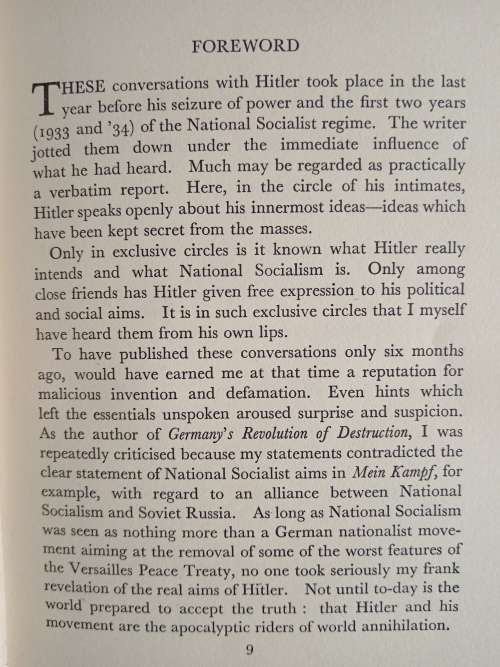 Hitler Speaks by Hermann Rauschning
