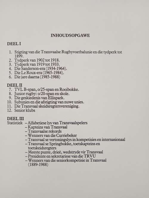 Transvaal Rugbyvoetbalunie 100 Jaar by Ferreira, Blignault, Landman & du Toit