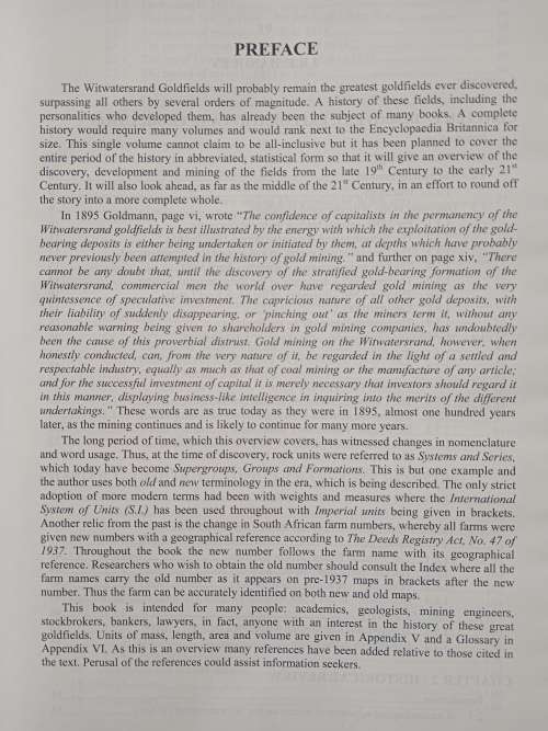 Historic Overview of the Witwatersrand Goldfields by JRF Handley