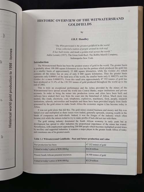 Historic Overview of the Witwatersrand Goldfields by JRF Handley