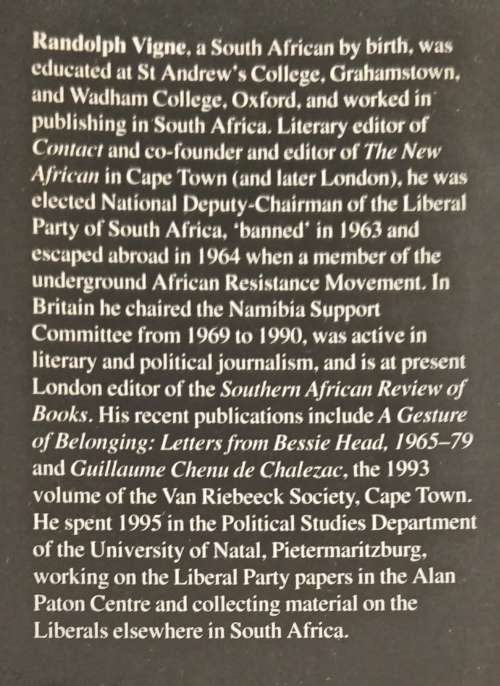 Liberals against Apartheid by Randolph Vigne