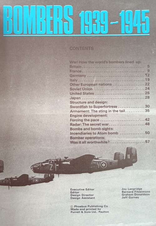 Purnell`s History of the World War Special Bombers 1939-1945 by Bryan Cooper & John Batchelor