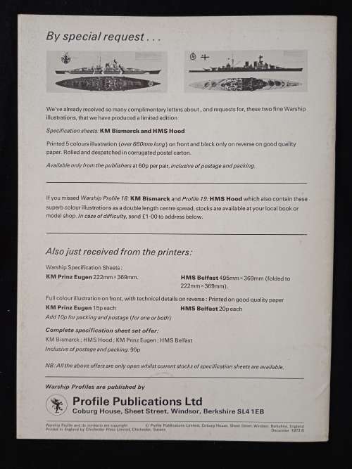 Profile Warship 18 KM Bismarck/Battleship by Paul Schmalenbach Fregattenkapitän