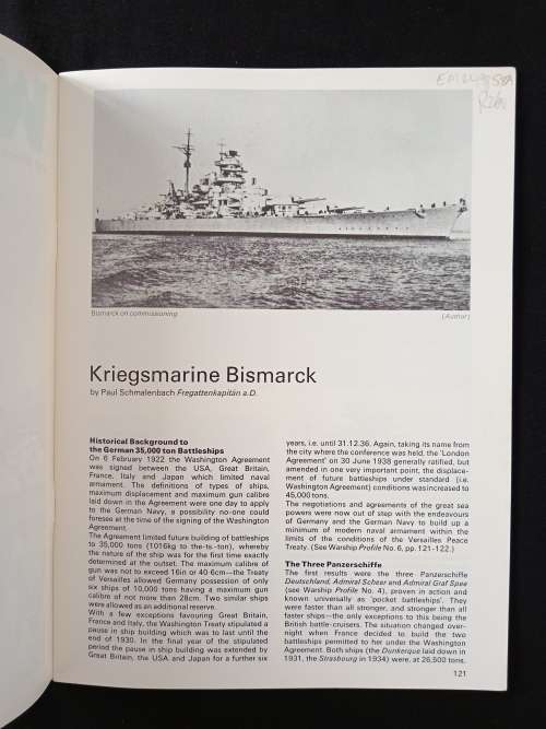 Profile Warship 18 KM Bismarck/Battleship by Paul Schmalenbach Fregattenkapitän