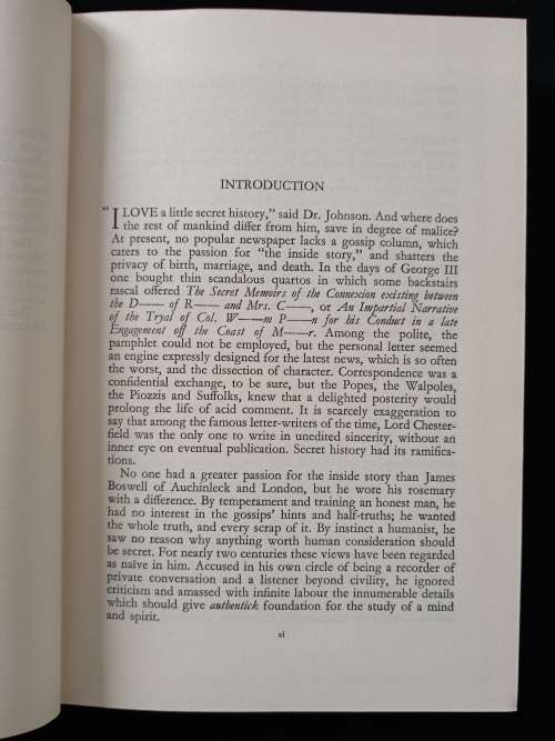 Boswell`s Column 1777-1783 Introduction & Notes by Margery Bailey