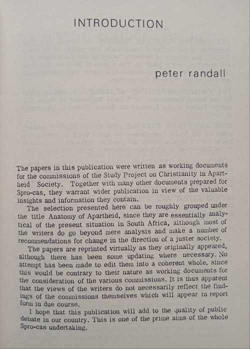 Anatomy of Apartheid by General Editor Peter Randall