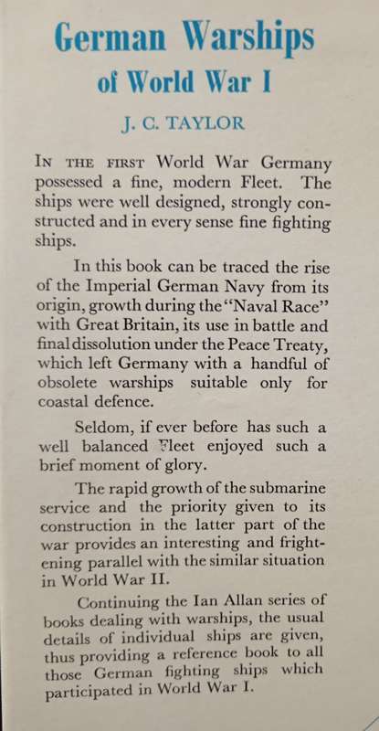 German Warships of World War I by John C Taylor