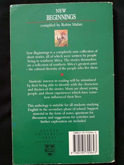 New Beginnings Short stories from Southern Africa Compiled by Robin Malan