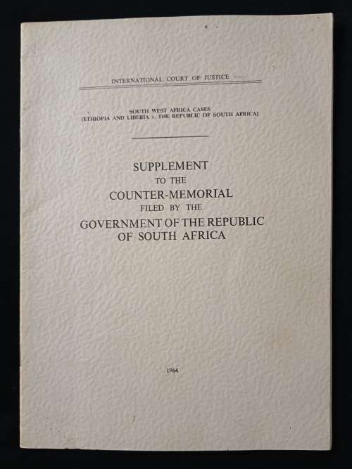 Supplement to The Counter-Memorial Filed by the Government of The Republic of South Africa
