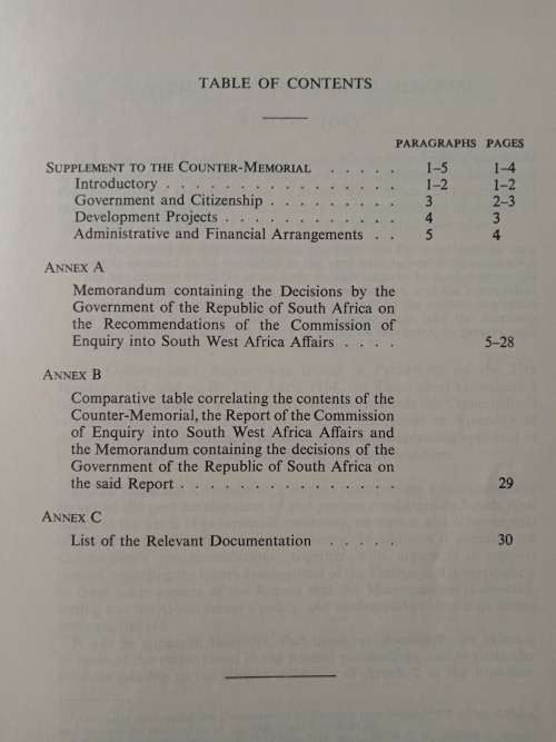 Supplement to The Counter-Memorial Filed by the Government of The Republic of South Africa