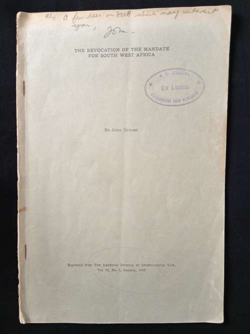 The Revocation of the Mandate for South West Africa by John Dugard