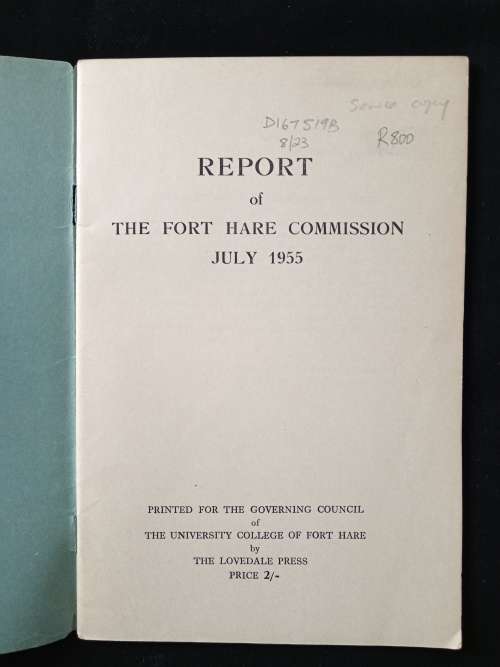 Report of The Fort Hare Commission July 1955