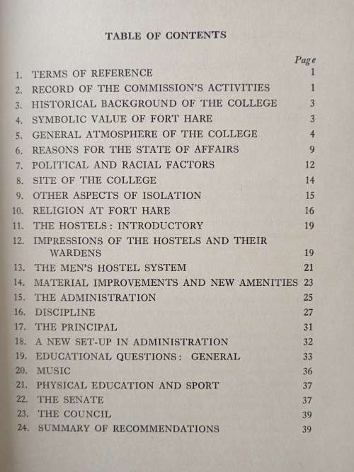 Report of The Fort Hare Commission July 1955