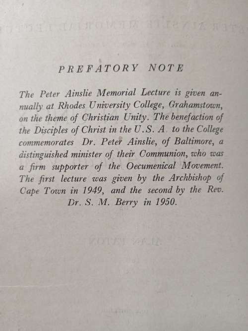 Christian Unity A South African View by Alan Paton