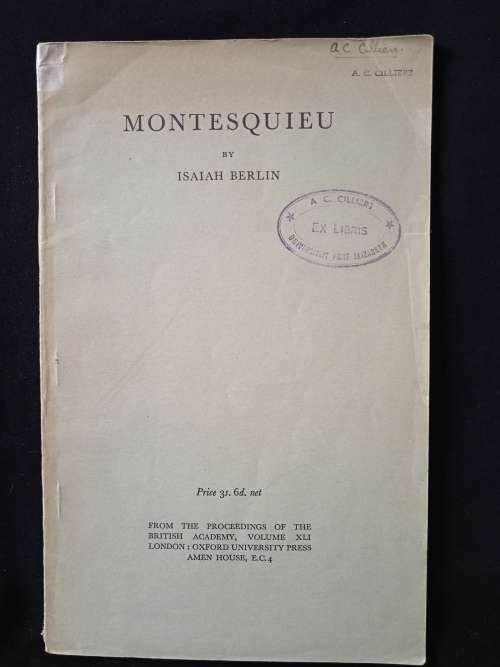 Montesquieu Read 19 October 1955 by Isaiah Berlin