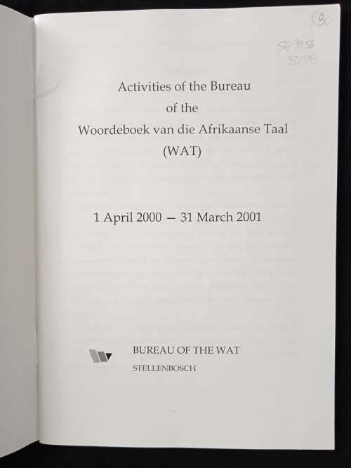 Buro van die Bureau of the Wat 2000-2001