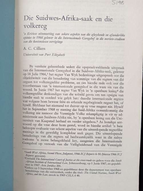 Die Suidwes-Afrika-saak en die volkereg by A C Cilliers