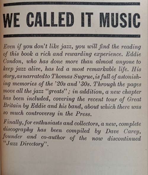 We Called It Music by Eddie Condon with Thomas Sugrue