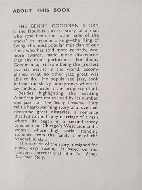 The Benny Goodman Story Foreword by Steve Race