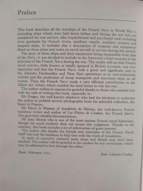 French Warships of World War I by Jean Labayle Couhat