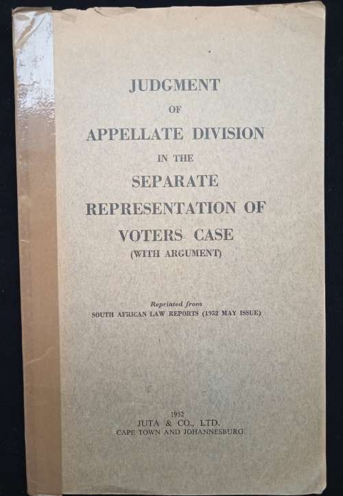 Judgment of Appellate Division in The Separate Representation of Voters Case (with Arguments)