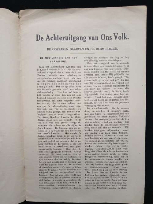 De Achteruitgang van Ons Volk De Oorzaken Daarvan & De Redmiddelen by Dr D F Malan