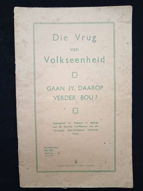 Die Vrug van Volkseenheid Gaan JY Daarop Verder Bou